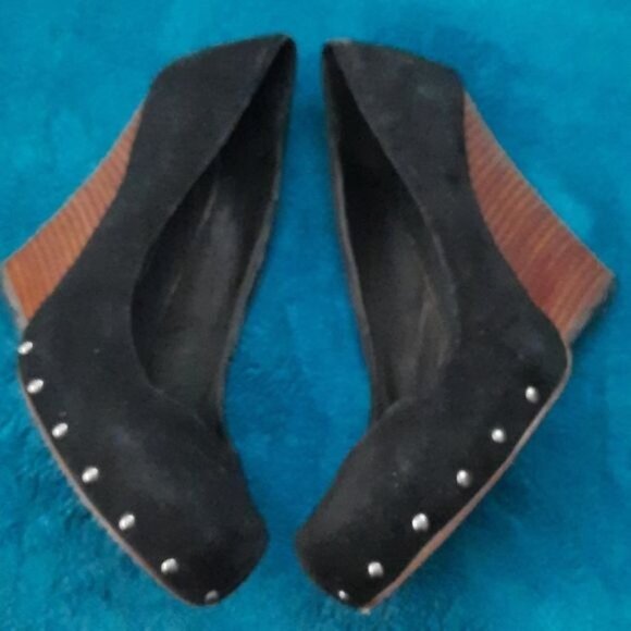 Dolce Vita Black Suede Leather Chunky Platform High Heel Pump Size 10 - Picture 4 of 16